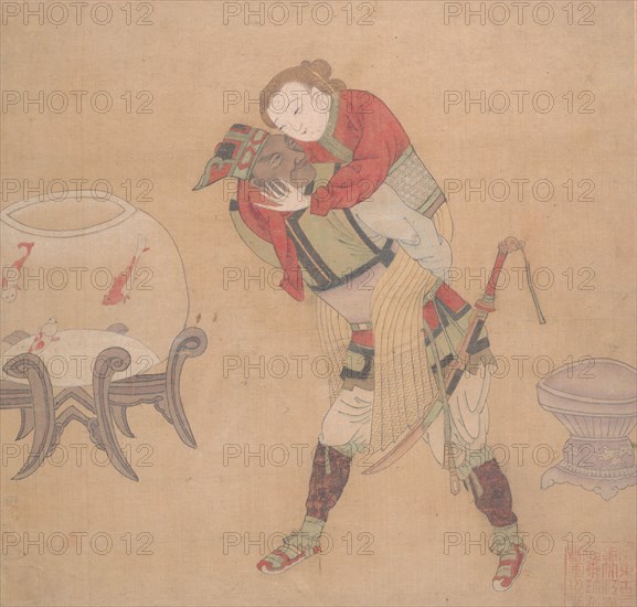 Tartar Officer Carrying Blond Lady, 19th century. Creator: Unknown.