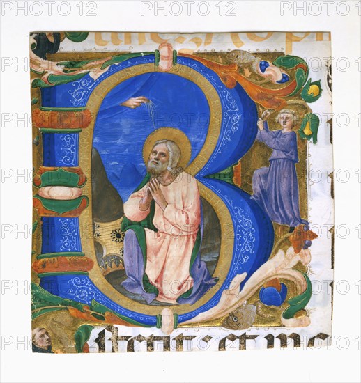King David in Prayer in an Initial B, ca. 1450. Creator: Zanobi di Benedetto Strozzi.