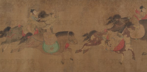 Horsemanship demonstration, 19th century. Creator: Zhao Yong.