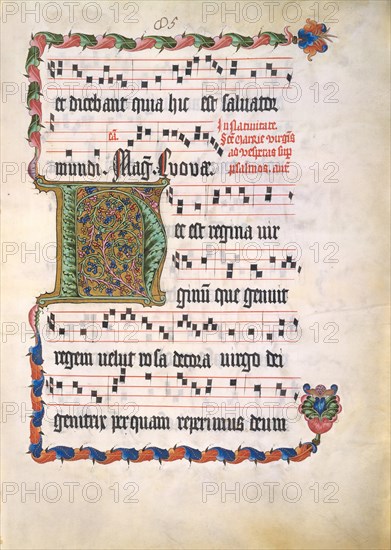 Manuscript Leaf with Initial H, from an Antiphonary, second quarter 15th century. Creator: Unknown.