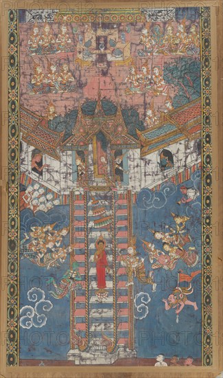The Buddha Descending from Trayastrimsa Heaven at Sankissa, 19th century. Creator: Unknown.