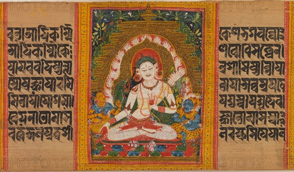 White Tara, Folio from...(Perfection of Wisdom) Manuscript, early 12th century. Creator: Unknown.