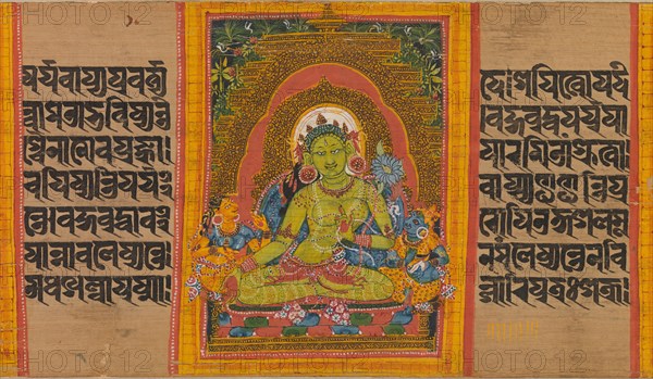 Green Tara, Folio from... (Perfection of Wisdom) Manuscript, early 12th century. Creator: Unknown.