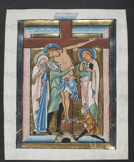 Manuscript Leaf with the Deposition, from a Psalter, mid-13th century. Creator: Unknown.
