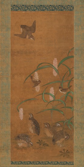 Quail, Sparrows, and Millet, early 16th century. Creator: Unknown.