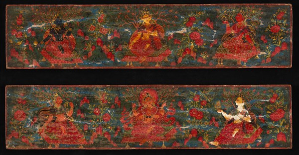 Pair of Manuscript Covers with Goddesses Set in a Foliate Landscape, 17th century. Creator: Unknown.