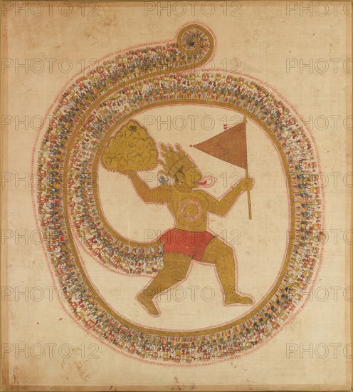 Hanuman Bearing the Mountaintop with Medicinal Herbs, ca. 1800. Creator: Unknown.