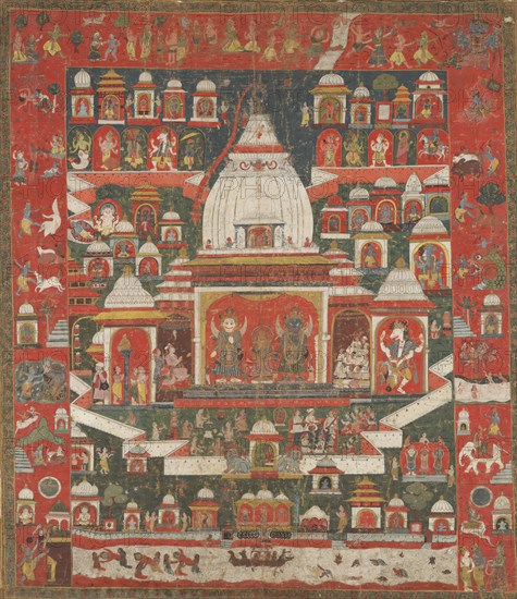 Worship of Lord Jagannatha in his temple at Puri, First half 18th century. Creator: Unknown.
