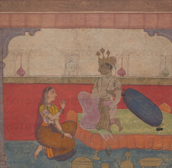 Radha Speaks to Krishna: Page from the Boston Rasikapriya (Lover's Breviary), ca. 1610. Creator: Unknown.