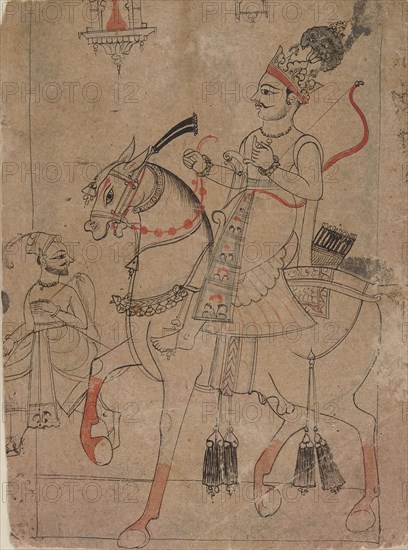 Nobleman on Horseback, mid-18th century. Creator: Unknown.