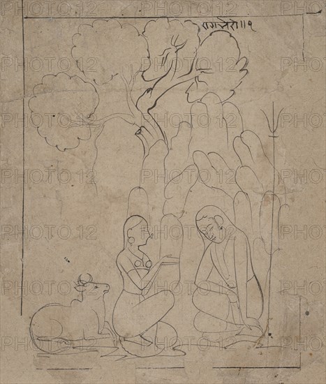 Shiva and Parvati in a Mountain Grotto, ca. 1800. Creator: Unknown.