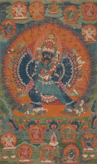 Vajrabhairava with His Consort Vajravetali , 18th century. Creator: Unknown.