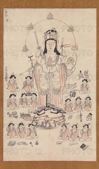 Benzaiten and Fifteen Attendants, 13th century. Creator: Unknown.