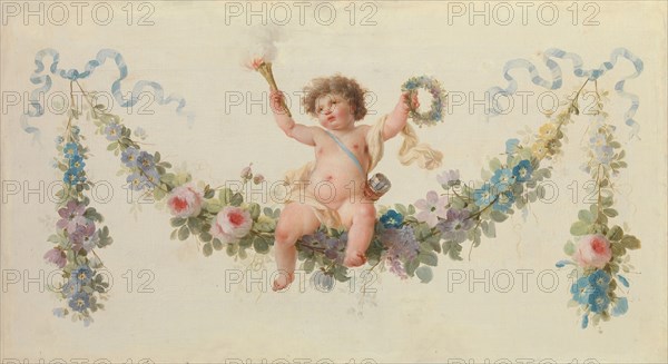 Cupid Seated on a Garland, 1770-90. Creator: Unknown.