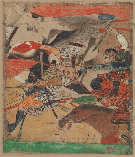Battle at Rokuhara, from The Tale of the Heiji Rebellion (Heiji monogatari)..., 14th century. Creator: Unknown.