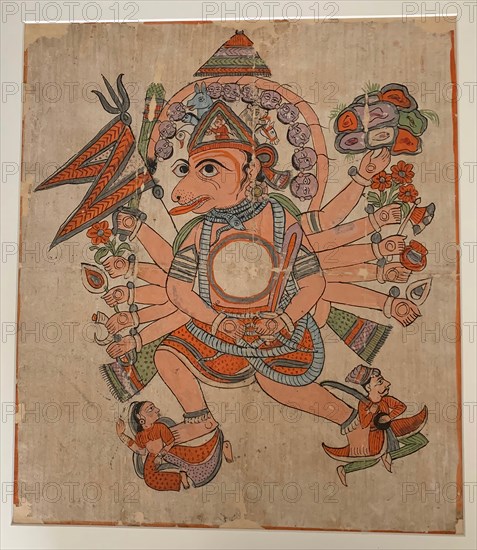 Hanuman in His Tantric Five-Headed Pancha Mukha Form, ca. late 19th century. Creator: Unknown.
