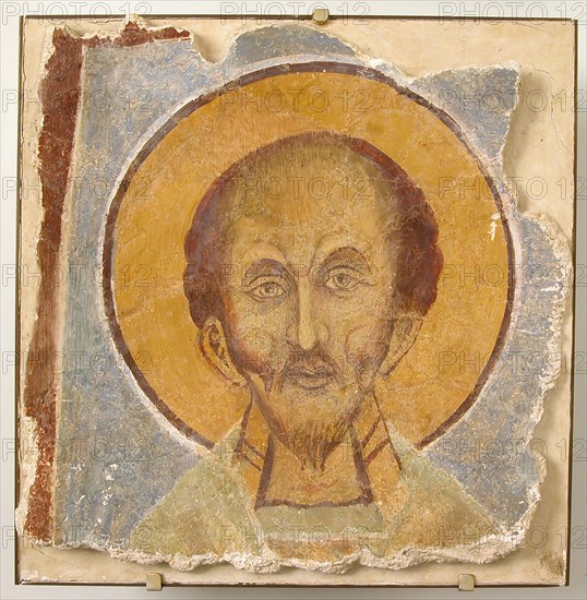 Wall Painting of Male Saint, 12th century, modern restoration. Creator: Unknown.