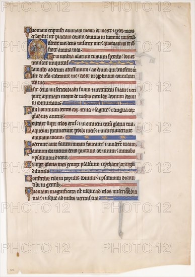 Manuscript Leaf from a Royal Psalter, 13th century. Creator: Unknown.