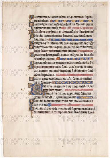 Manuscript Leaf from a Royal Psalter, 13th century. Creator: Unknown.