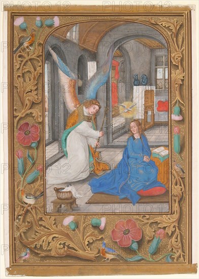 Manuscript Leaf with the Annunciation, from a Book of Hours, ca. 1500-1525. Creator: Unknown.