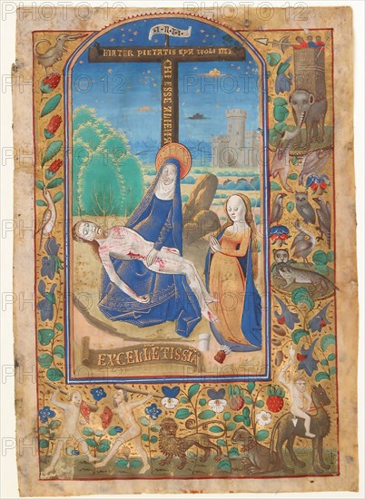 Manuscript Leaf with the Pieta, from a Book of Hours, last quarter 15th century. Creator: Unknown.