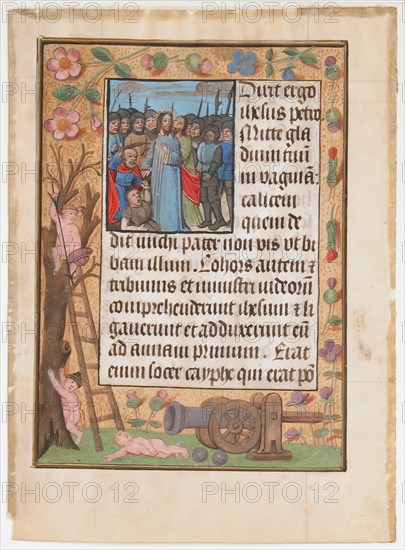 Manuscript Leaf with the Betrayal, from a Book of Hours, ca. 1500. Creator: Unknown.