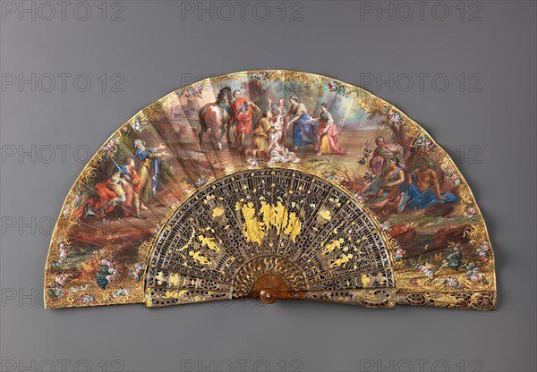 Folding fan with The Finding of Romulus and Remus, mid-18th century. Creator: Unknown.