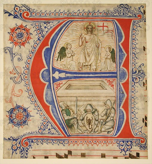 Manuscript Leaf Showing an Illuminated Initial A..., second half of 14th-early 15th century. Creator: Unknown.