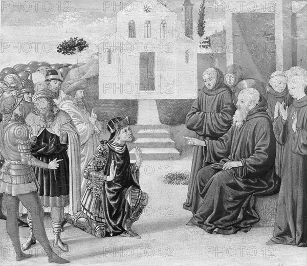 Totila before Saint Benedict. Creator: Benozzo Gozzoli.