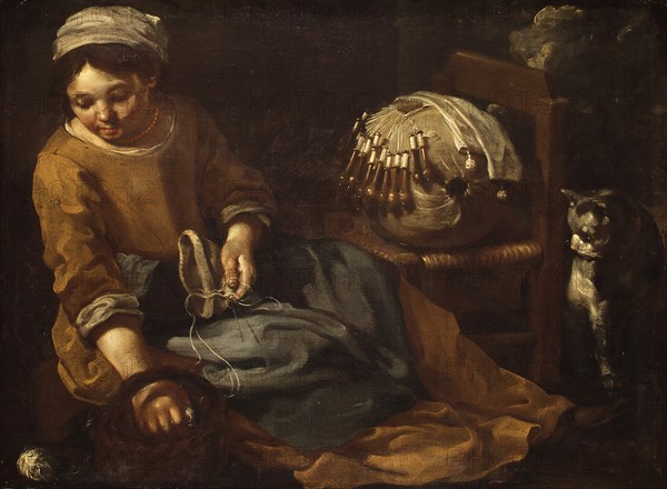 The Lacemaker, ca. 1665. Creator: Bernhard Keil.