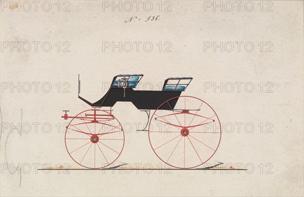 Design for 4 seat Phaeton, no top, no. 936, 1850-70. Creator: Brewster & Co.