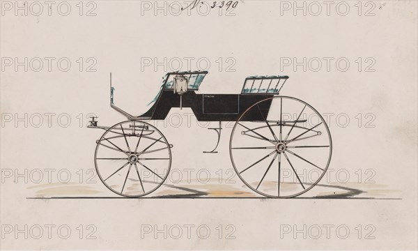 Design for 4 seat Phaeton, no top, no. 3390, 1878. Creator: Brewster & Co.
