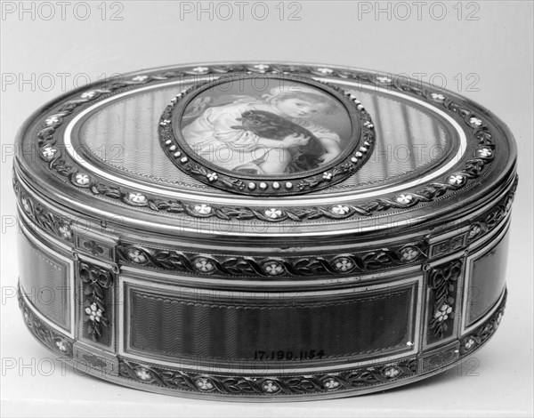 Snuffbox with portrait of a child holding a dog, 1782-83. Creator: David Lhonorey.