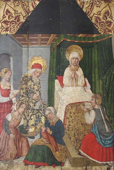 Panel with the Birth of St. John the Baptist from Retable, 15th century. Creator: Domingo Ram.