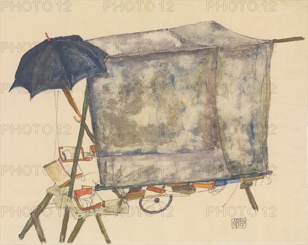 Street Cart, 1914. Creator: Egon Schiele.