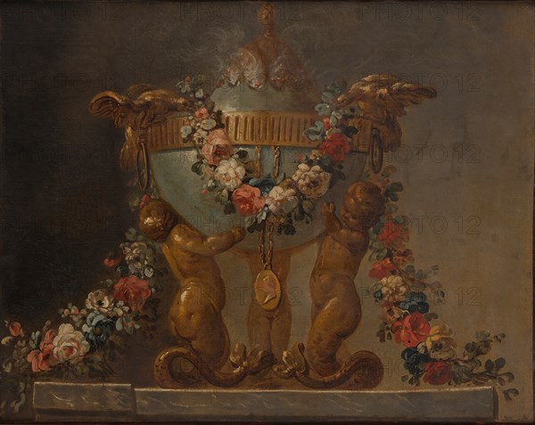 Perfume-burner supported by baby tritons and garlanded with flowers, 18th century. Creator: Unknown.