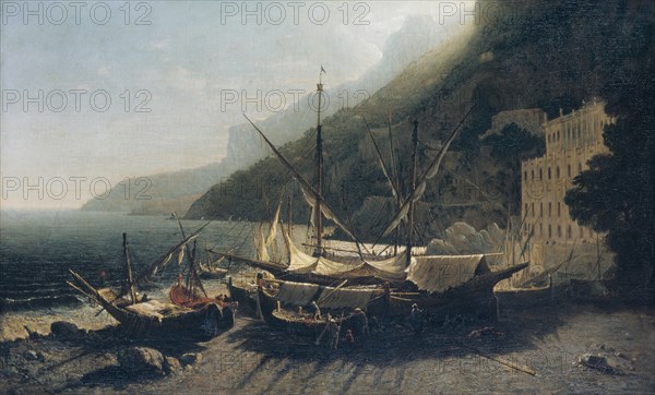 View at Amalfi, Bay of Salerno, 1857. Creator: George Loring Brown.