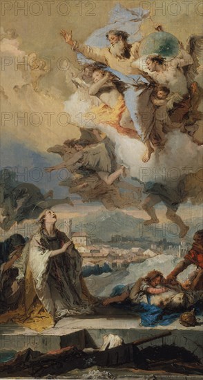 Saint Thecla Praying for the Plague-Stricken, 1758-59. Creator: Giovanni Battista Tiepolo.