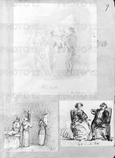The Margrave, the Prince[ss] and the Hermit (from Sketchbook), 1854-55. Creator: James Abbott McNeill Whistler.