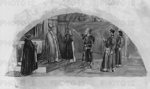 The Adjustment of Conflicting Interests: Count Raymond of Toulouse Swears at the Altar..., 1903. Creator: John La Farge.