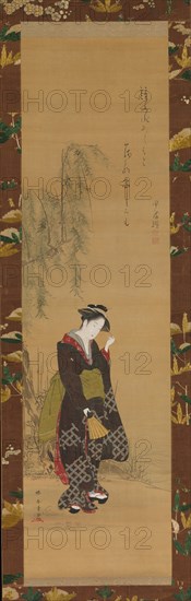 Woman under a Willow Tree, 18th century. Creator: Shunsho.