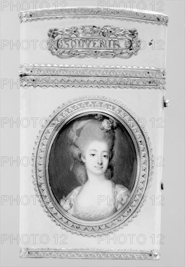 Souvenir with portrait of a woman, 1776-77. Creator: Francois Dumont.