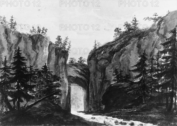 Natural Bridge, Virginia (Copy after an Engraving in François Jean, Marquis..., 1811-ca. 1813. Creator: Pavel Petrovic Svin'in.