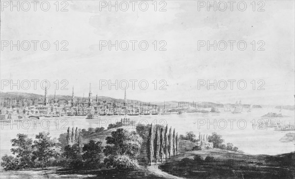 New York City and Harbor from Weehawken, 1811-ca. 1813. Creator: Pavel Petrovic Svin'in.