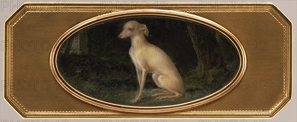 Box with portrait of a whippet, late 18th century. Creators: Joseph Etienne Blerzy, Jean-Baptiste Isabey.