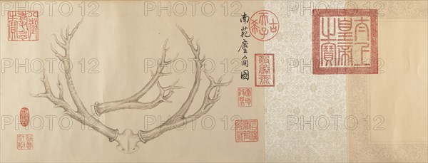 Two Paintings of Deer Antlers, dated 1762 and 1767. Creator: Emperor Qianlong.