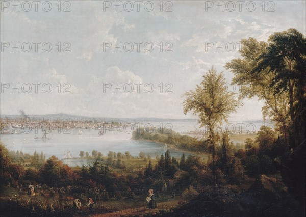 View of the Bay and City of New York from Weehawken, 1840. Creator: Robert Havell.