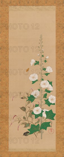 Hollyhocks and Prince?s-Feather Flowers, early 19th century. Creator: Sakai Oho.