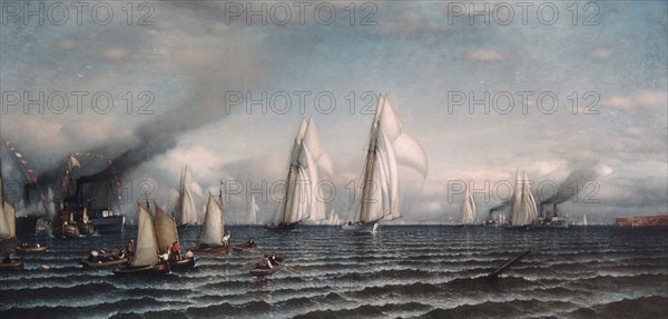 Finish First International Race for America's Cup, August 8, 1870, 1870. Creator: Samuel Colman.