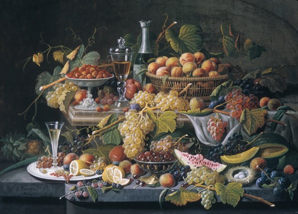 Still Life: Fruit, 1855. Creator: Severin Roesen.